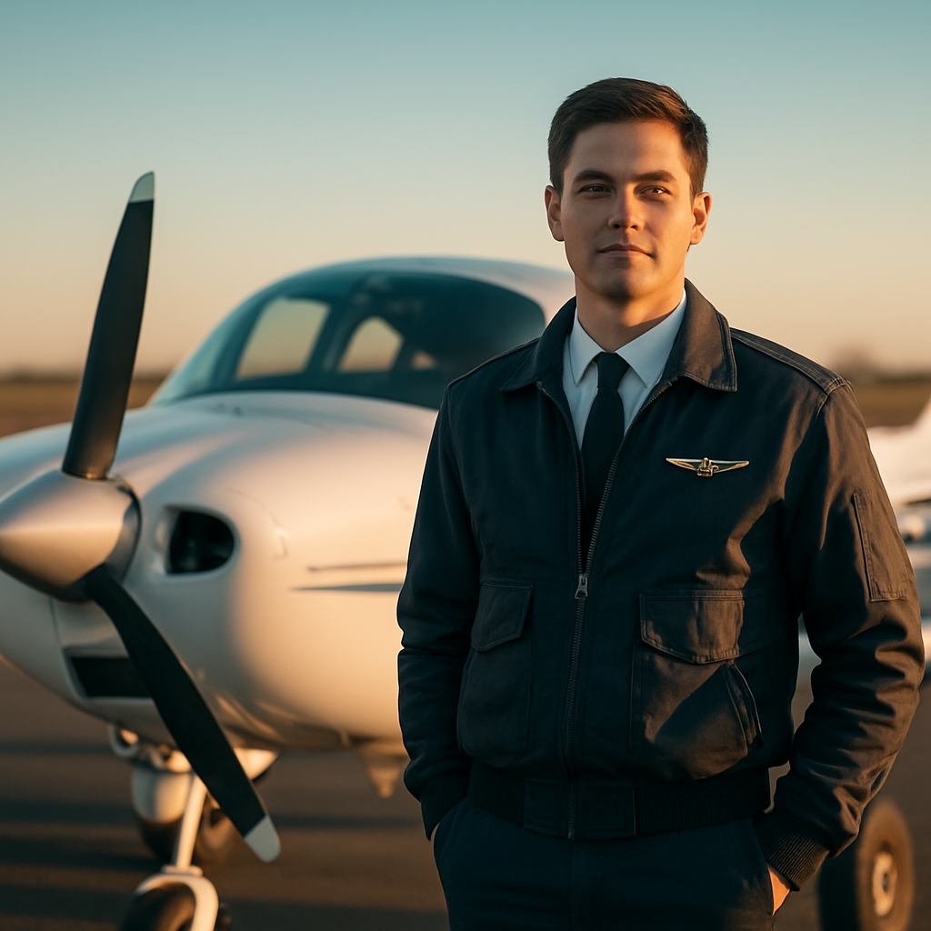 Pilote professionnel en formation devant un avion