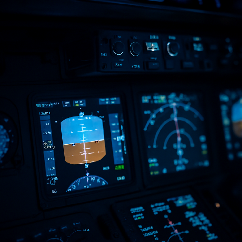 Cockpit d'avion avec instruments de vol aux instruments